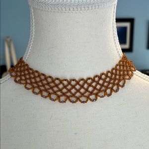 Elegant Brown Beaded Choker Necklace